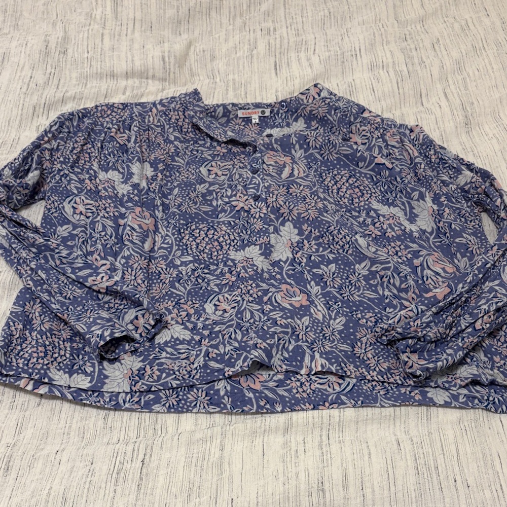 Sundry Blue and Pink Floral Blouse